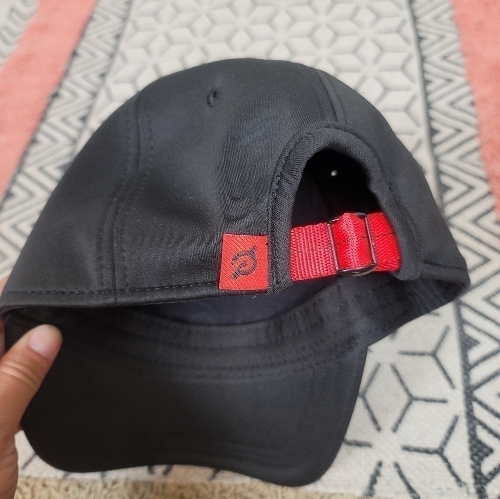 Peloton Black Out Hat Black Hat, w Adjustable Red Strap - Picture 11 of 11